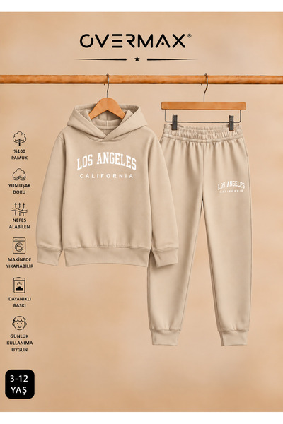 OVERMAX Los Angeles Printed Children's Hooded Tracksuit Set – Ages 3-12