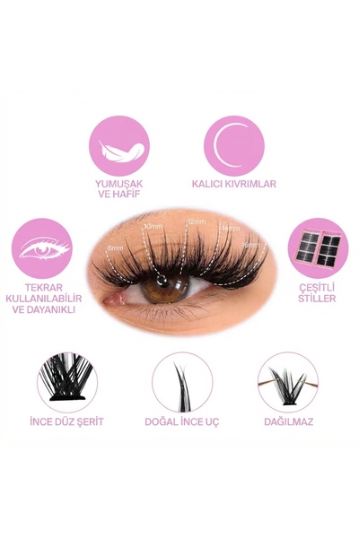 5DM DIY Kirpik - Takma Kirpik 600 Adet Kirpik Seti Kitap Model 30D-40D-50D-60D-80D-100D Farklı Boylar