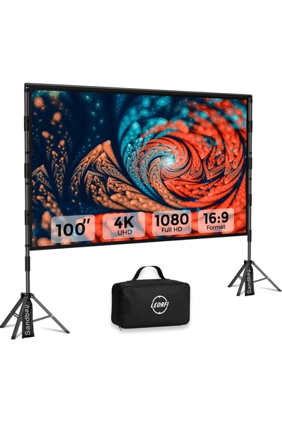 Type-C Ecran de proiecție portabil LEORFI 100 inch cu trepied și geantă de tr...