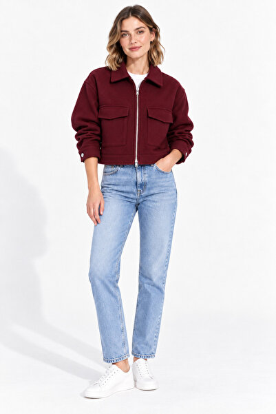 unika boutique Women's Zippered Cashmere Jacket with Flap Pockets
