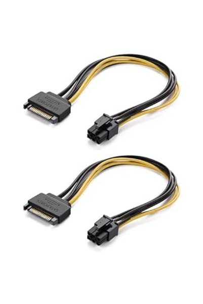 Generic 2Pack 15-Pin Dual SATA Male to 8 Pin PCI Express(PCIe) Female Video C...