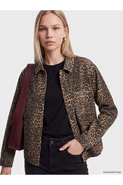 LC Waikiki Sparkling Choices Leopard Embroidered Women's Jean Jacket from Shi...