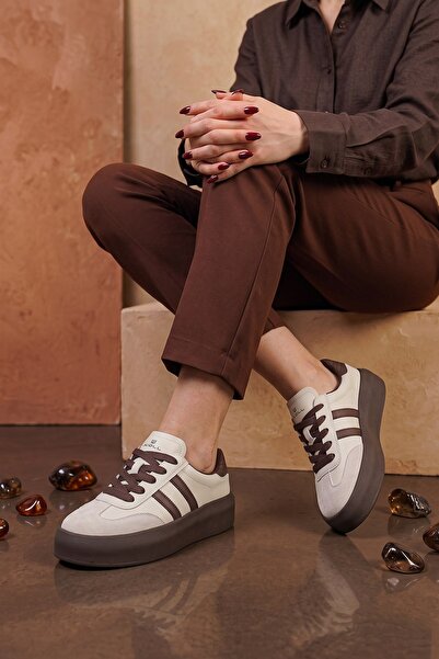 Ewoll Dorva Imported Special Series Round Sole Women's Sneakers Beige