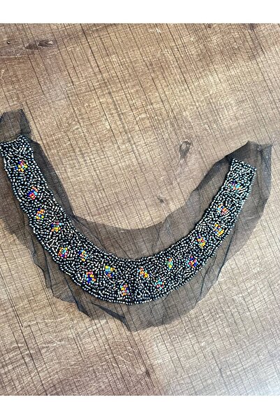 Gönülden Tasarım Aplicație cu mărgele colorate pentru cusut pe guler 27x4 cm