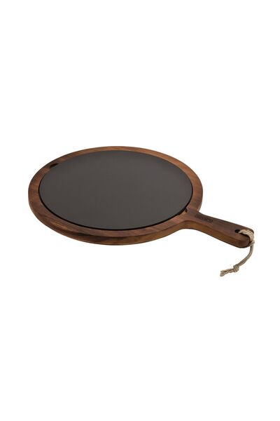 Lava Serving platter, made of cast iron, with wooden stand, 31 cm - brand