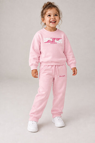 Joi Kids Baby Girl-Child Live Aloha Printed Pink 2-Piece Tracksuit Set – Crew...