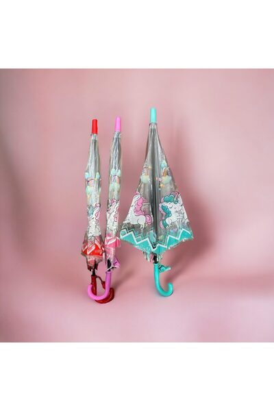EN GROSS Transparent Umbrellas for Children with Unicorn and Whistle, Engross...