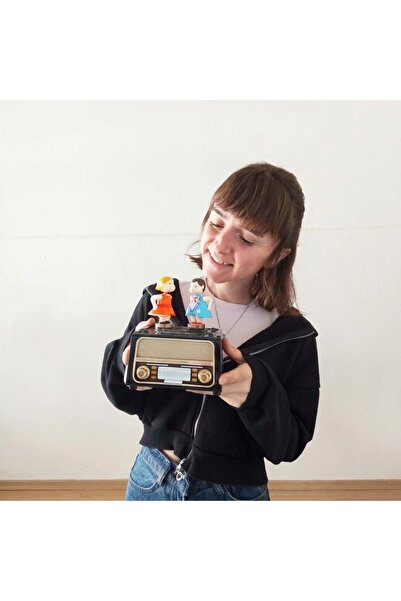 HERBALACCESSORY Nostaljik Radyo Tasarımlı Çift Müzik Kutusu