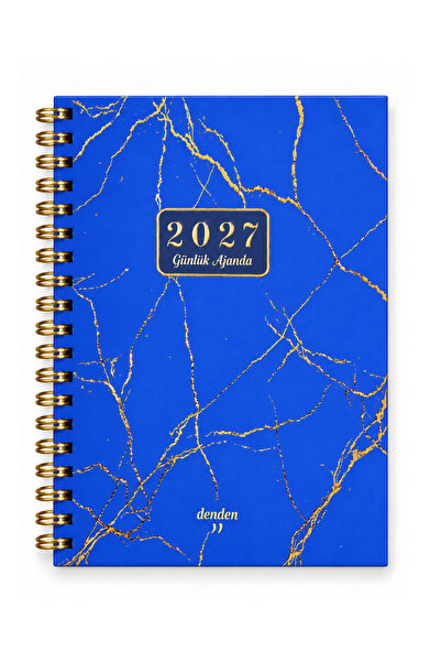 denden 2027 GILT SERIJA TAMNOMOŽDRAVI MARMURNI DNEVNIK SPIRALNI AGENDA 17x24