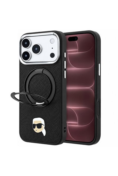 Karl Lagerfeld Case Ring Stand 360 K Pin MagSafe, iPhone 17/18 Pro Max, Black