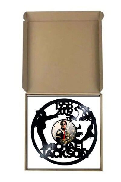 OEM Ceas de perete decorativ din disc de vinil, Model comemorativ Michael Jackson 1958-2009, Negru, 30 cm