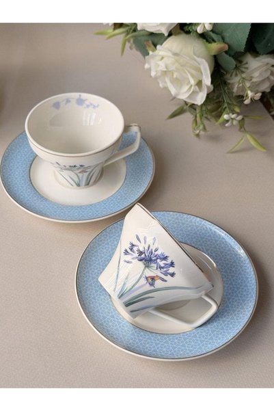 ROSSEV Türk Kahve Fincanı 6 Kişilik 12 Parça Lavender Flutter