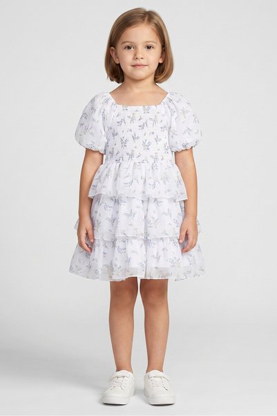 Limited Too Kids Girl Floral Print Casual Dress, White