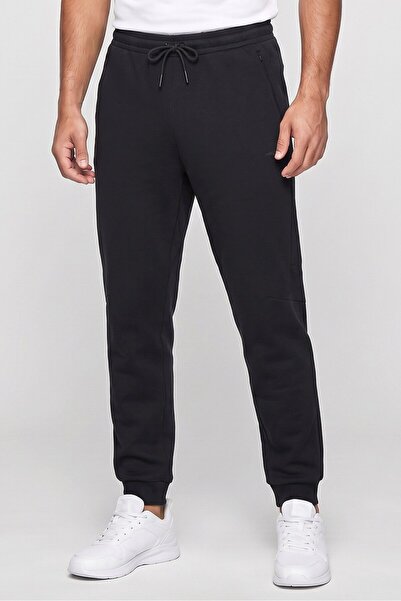Anta Men Slim Fit Brand Logo Outdoor Sweatpants, Black