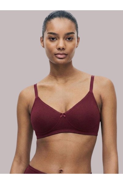 Eden By Styli Maroon Solid Cotton Non-Padded Comfort T-Shirt Bra