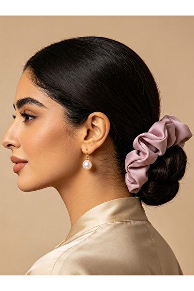 Take Two By Styli Dusty Pink Silky Satin Large Scrunchie, 14cm