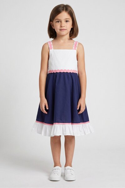 Miss Kids Girl 2 Pcs Textured Dress And Hair Clip, Multicolor
