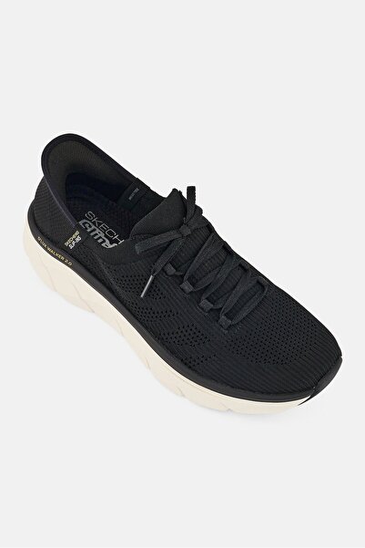 SKECHERS Women DLux Walker 2,0 Lace Up Walking Shoes, Black