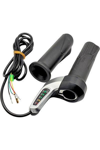FUKUKAWA Electric E-Bike Twist Throttle with Battery Indicator, Universal 24V...