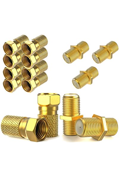 Type-C Set de 10 conectori F de 7 mm cu filet + 5 adaptoare F mamă-mamă, cone...