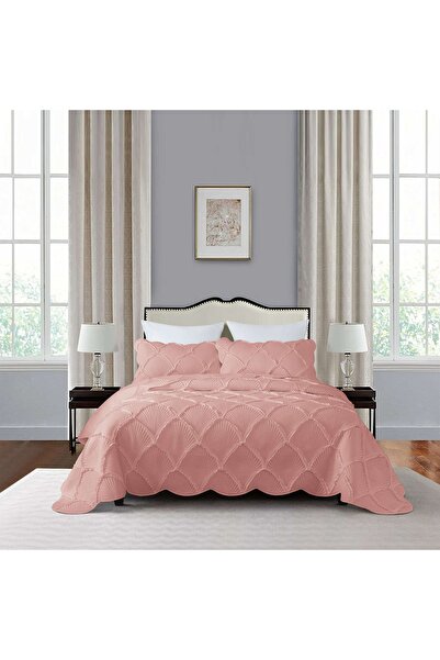 Orange Bed & Bath لحاف مطرز بنقش صدفي من 3 قطع