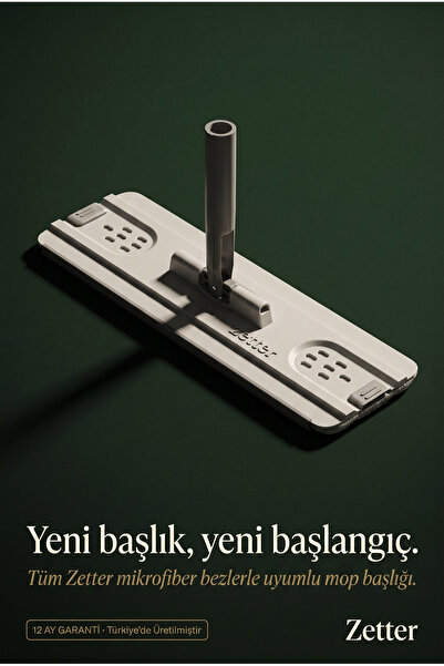Zetter Yedek Mop Başlığı Tablet Mop Tablası 33,5x12 cm - Mop Temizlik Seti il...