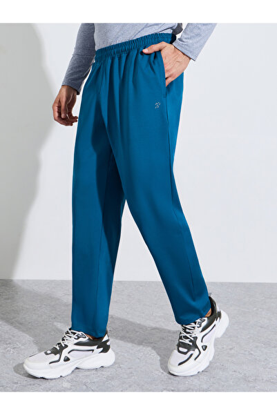 Styli Men Teal 4-Way Stretch Active Track Pants