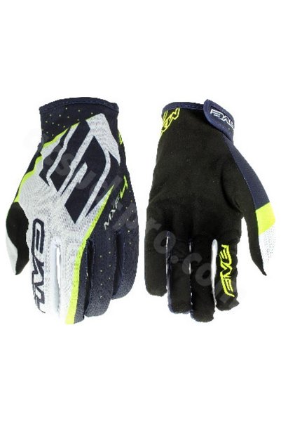 Five Gloves Five Mxf4 Textile Motorcycle Gloves Blue/Fluo Yellow