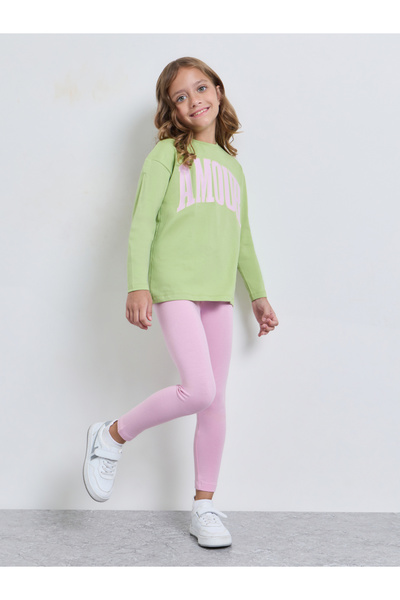 Styli Girls Printed Long Sleeve T-Shirt and Leggings Set
