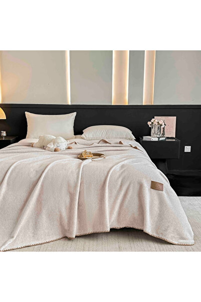 JOJO HOME Fine Textured faux Cashmere blanket, 200x230cm, Solid Color, with s...