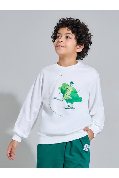 Styli Teen Boys Off White Graphic Print Oversized Sweater