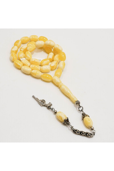 Generic Brand Amber Dust Rosary Prayer Beads – 33 Beads, 7–10.5mm Barrel Tasbih, 17g