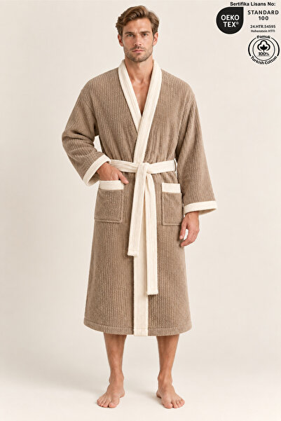 Ellaline Bathrobe - Beige - Striped