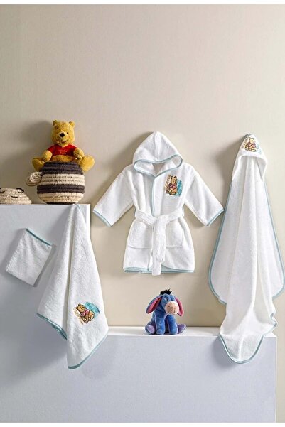 Özdilek Bambu Ashley Newborn Baby Bathrobe Set-Winnie the Pooh Cream