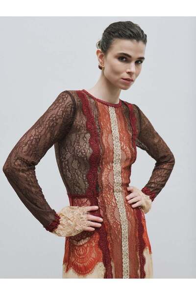 BAQA Lace Detailed Long Dress