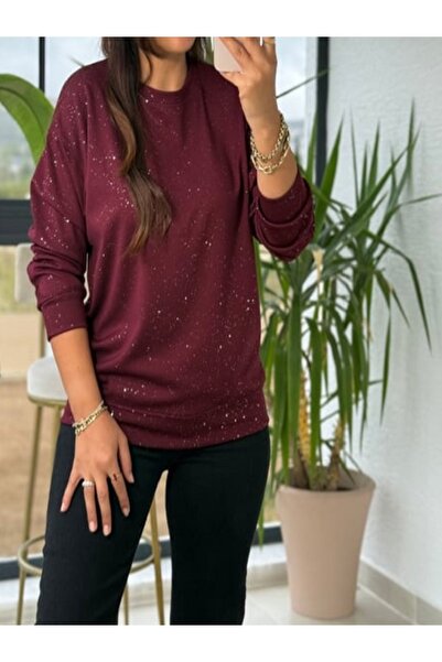 MİRVE BUTİK Basic Model Silvery Casual Sweatshirt