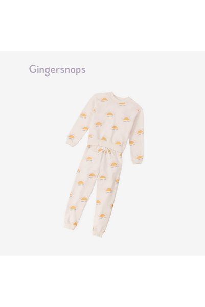 Gingersnaps طقم بنطلون وبلوزة بأكمام طويلة مطبوعة للفتيات