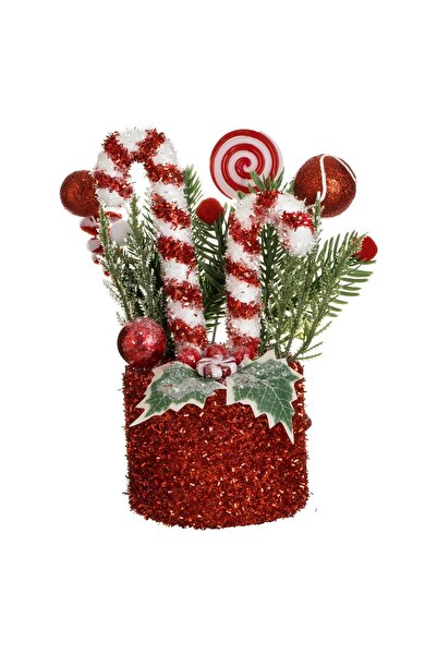 DD SHOP Decoratiune de Craciun cu Acadele Candy Ramuri Globuri Pompon Ø10x24cm