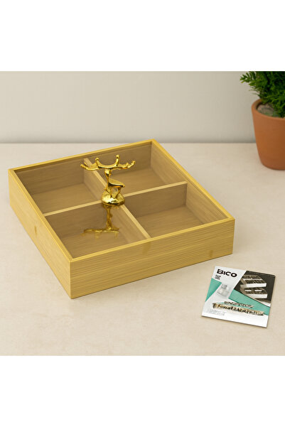 ELİSY 4-Compartment Bamboo Serving Tray 22X22X5 cm