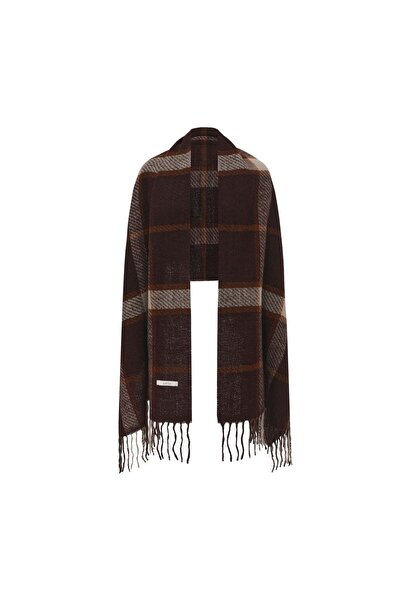 Livia Long Checked Scarf with Tassel Hem