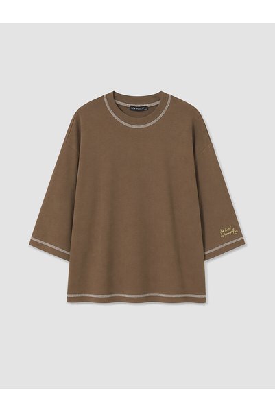 LC Waikiki Two Mt Shop Quality Lcw Modest Brown Combed Cotton Embroidered Ove...