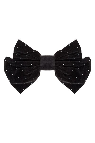 DD SHOP Clama Par de Craciun Fundita Neagra Catifelata cu Strass 16cm