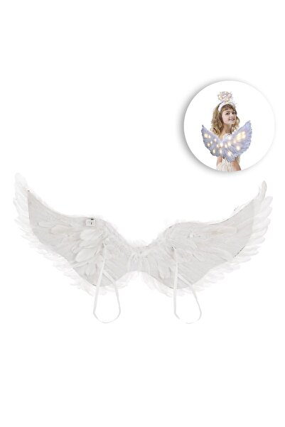 DD SHOP Aripi de Inger Albe cu LED 65x35cm - Costume Craciun Copii-Bebelusi