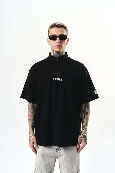 Respire Tricou Oversize Bărbați, Tricou Supradimensionat Streetwear Half-Zip ...