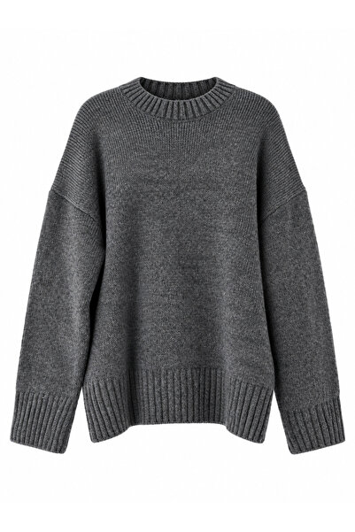 Retrobird Bess Oversize Crew Neck Basic Knitwear Sweater Women's Dark Gray