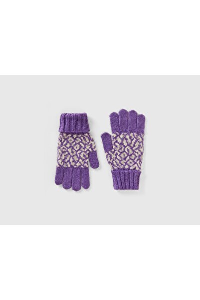United Colors of Benetton Animal Print Wool Blend Gloves
