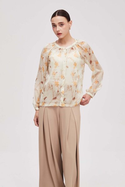 menta Floral Long Sleeve Shirt
