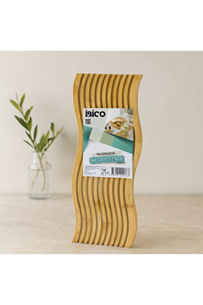 ELİSY Bamboo Serving Presentation Board 17X39X1.5 cm (Double-Sided Wavy/Fluted)