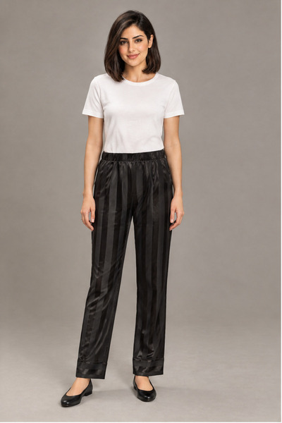 Yola Striped Satin Straight-Leg Pants
