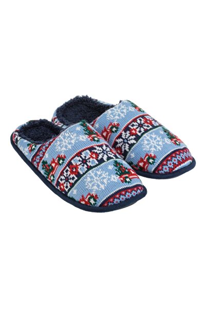DD SHOP Papuci de Craciun Bleu Alb Jacquard Camioane Captuseala din Imitatie ...